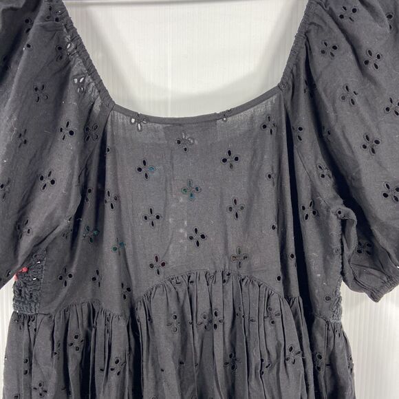 NWT Asos Black Mini Dress Granny Square Crochet Bodice Puff Sleeve Womens 0‎ - Picture 11 of 11